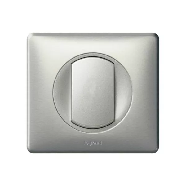 Legrand Céliane Soft Interruptor/Conmutador completo con placa, Titane (ref. 0 999 75) — imagen de producto publicada por legrand.fr
