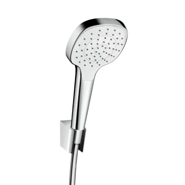 Hansgrohe Croma Select E Alcachofa de ducha con manguera y soporte, blanco/cromo (ref. 26424400) — imagen de producto publicada por sanitino.es