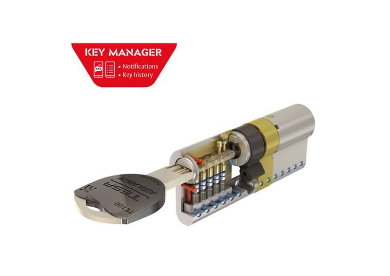 Cilindro de Alta Seguridad Tesa Assa Abloy TK100, ref. TK153030L (30x30mm, leva larga, latón) — imagen de producto publicada por tesa.es